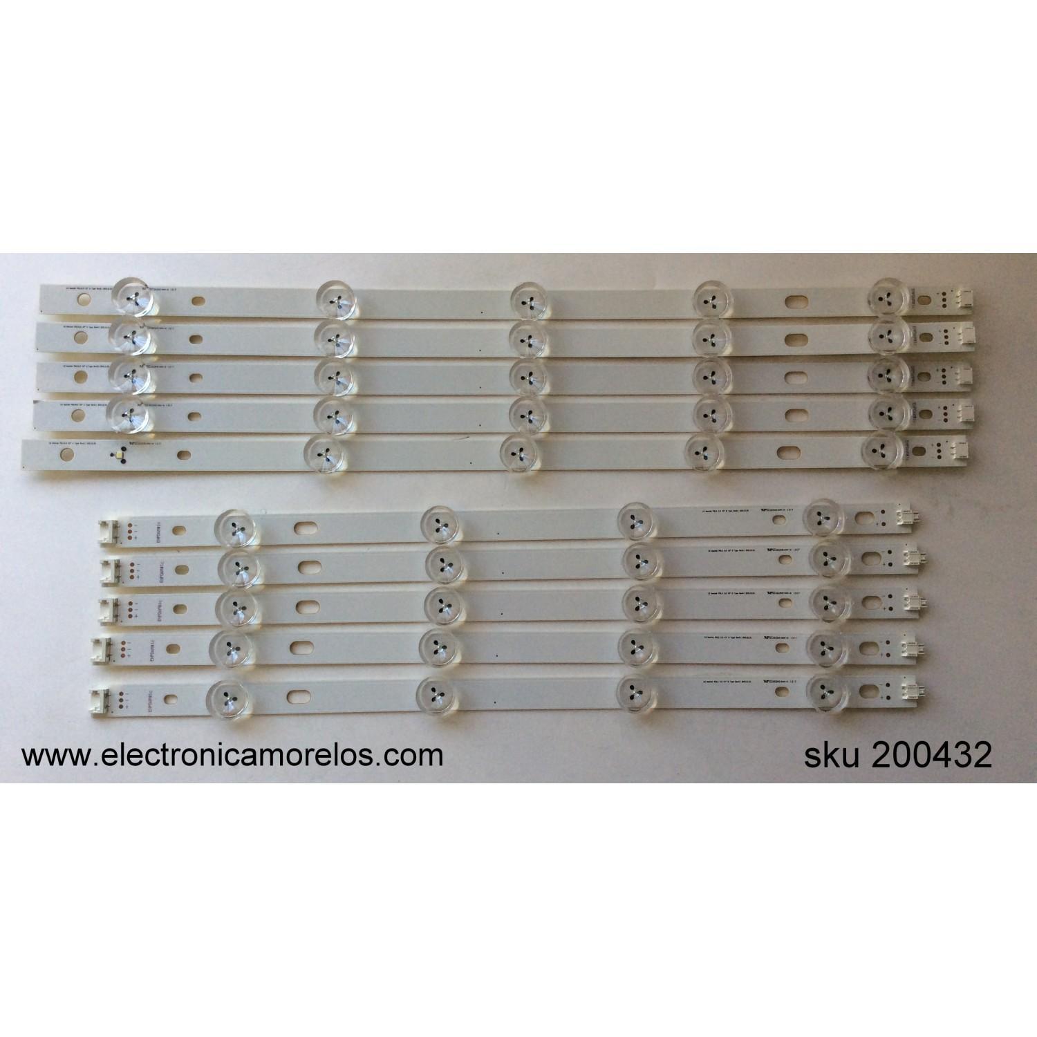 KIT DE LED`S PARA TV (10 PIEZAS) / LG T420HVN05.0 / 42" A TYPE REV0.1 2012.12.25 / 42" B TYPE REV0.1 2012.12.25 / PANEL T420HVN05.0 / MODELOS 42LN5300-UB / 42LN5300-UB.AUSDLJR / 42LN5300-UB.BUSDLJR / 42LN5300-UB.BUSDLMR